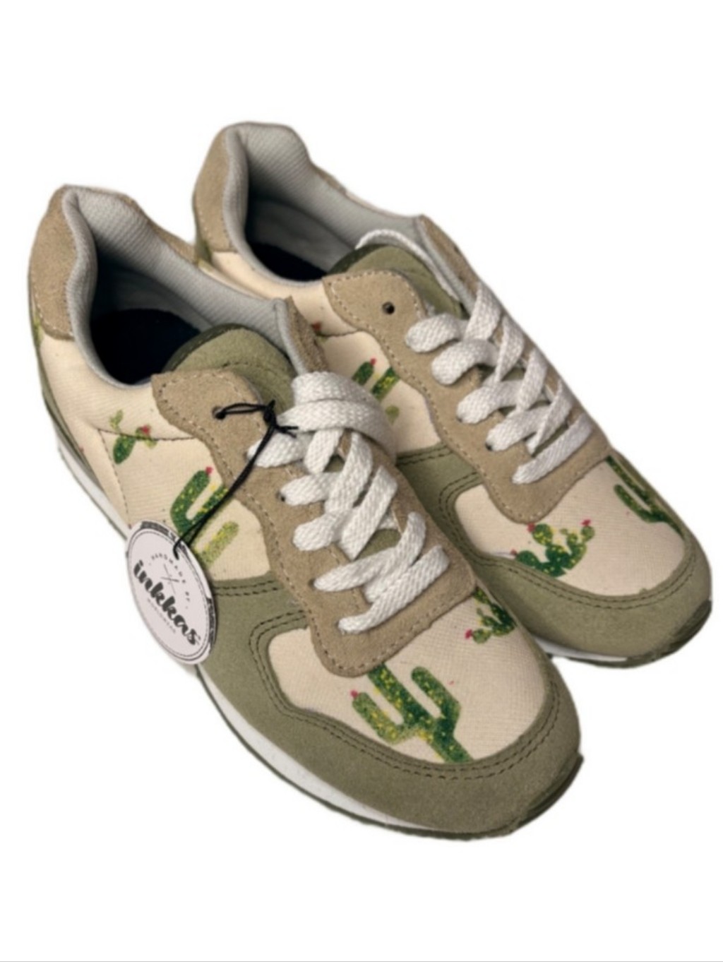 Inkkas Women's Cactus Print Jogger Sneakers In Olive And Cream Size 7 Nwt — image 5 of 8